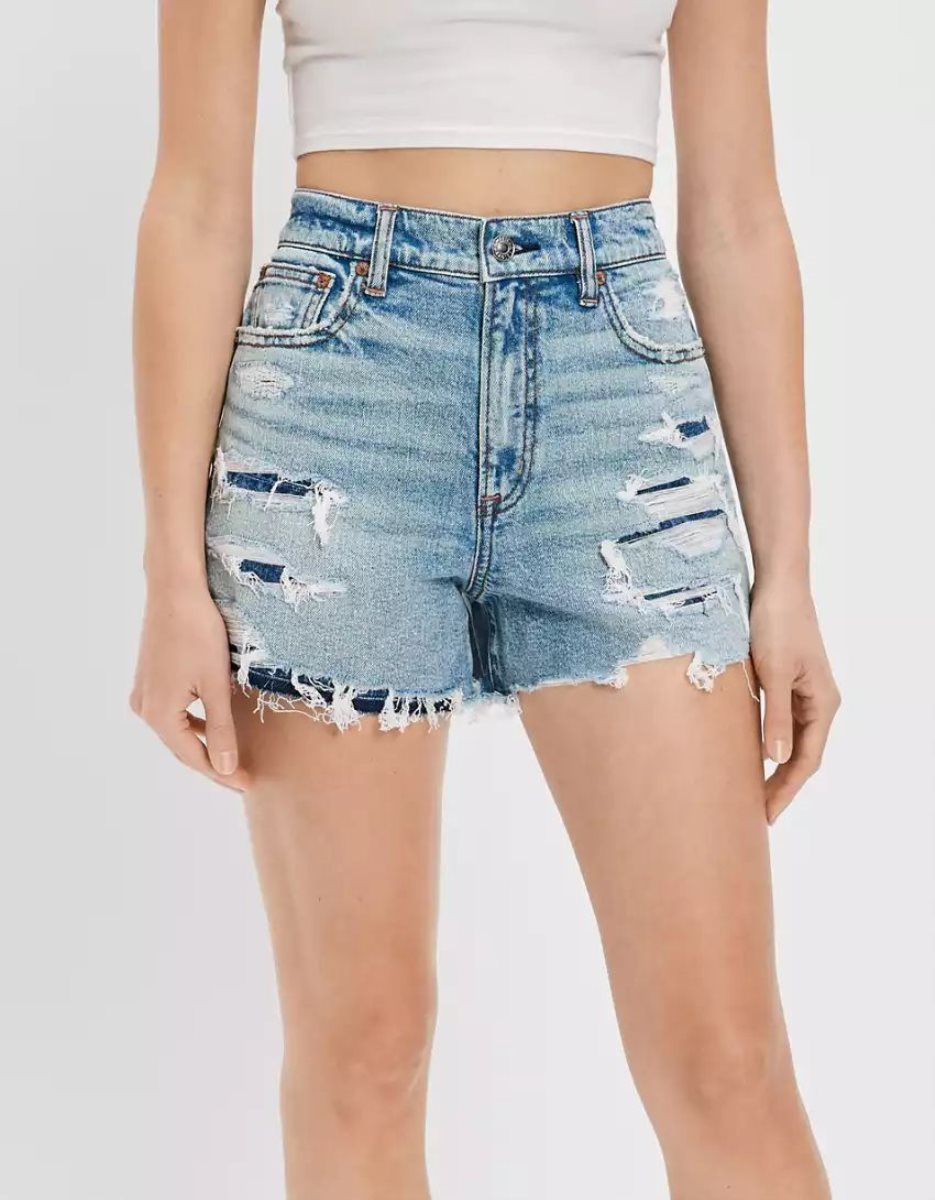 Shorts American Eagle AE Stretch Denim Highest Taille '90s Boyfriend Indigo Lavage Femme | RAN-31194371